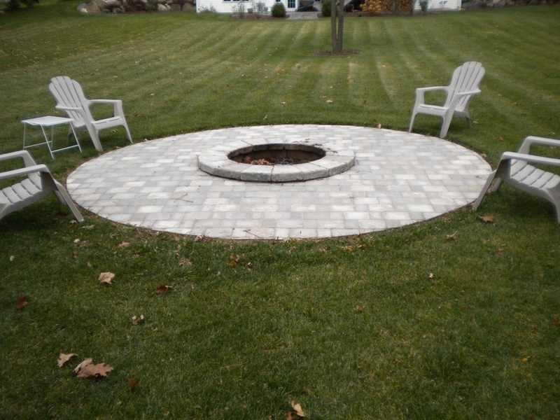 Lake Geneva outdoor fire pit installation